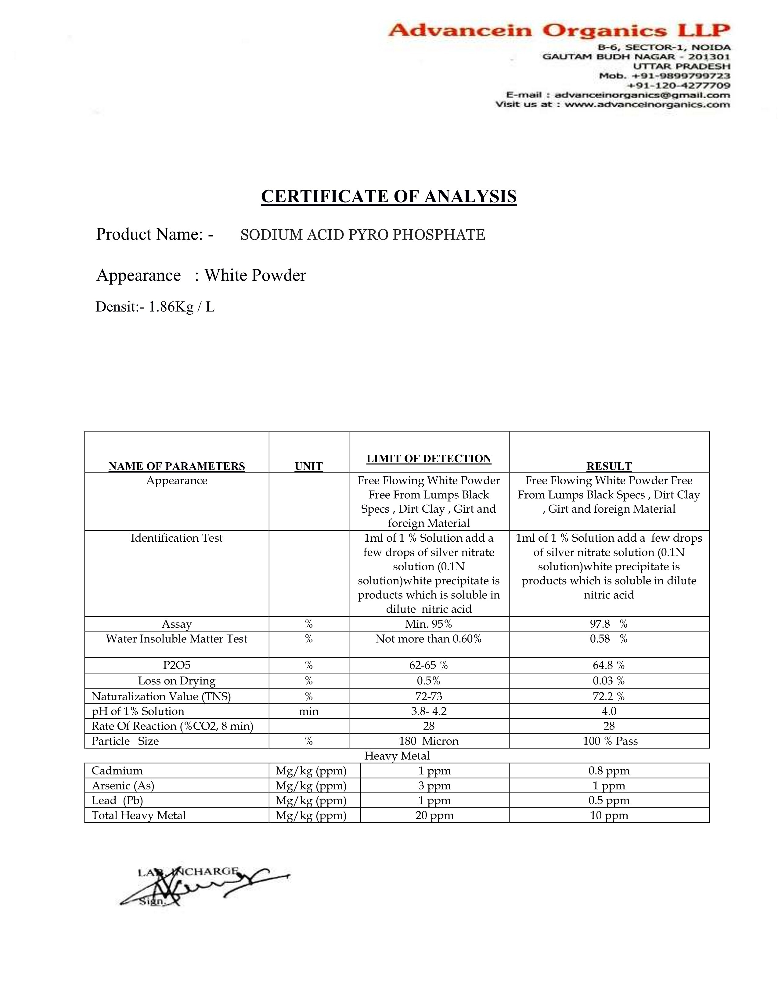 Sodium Acid Pyrophosphate Sapp