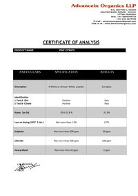 Food Grade Zinc Citrate Powder