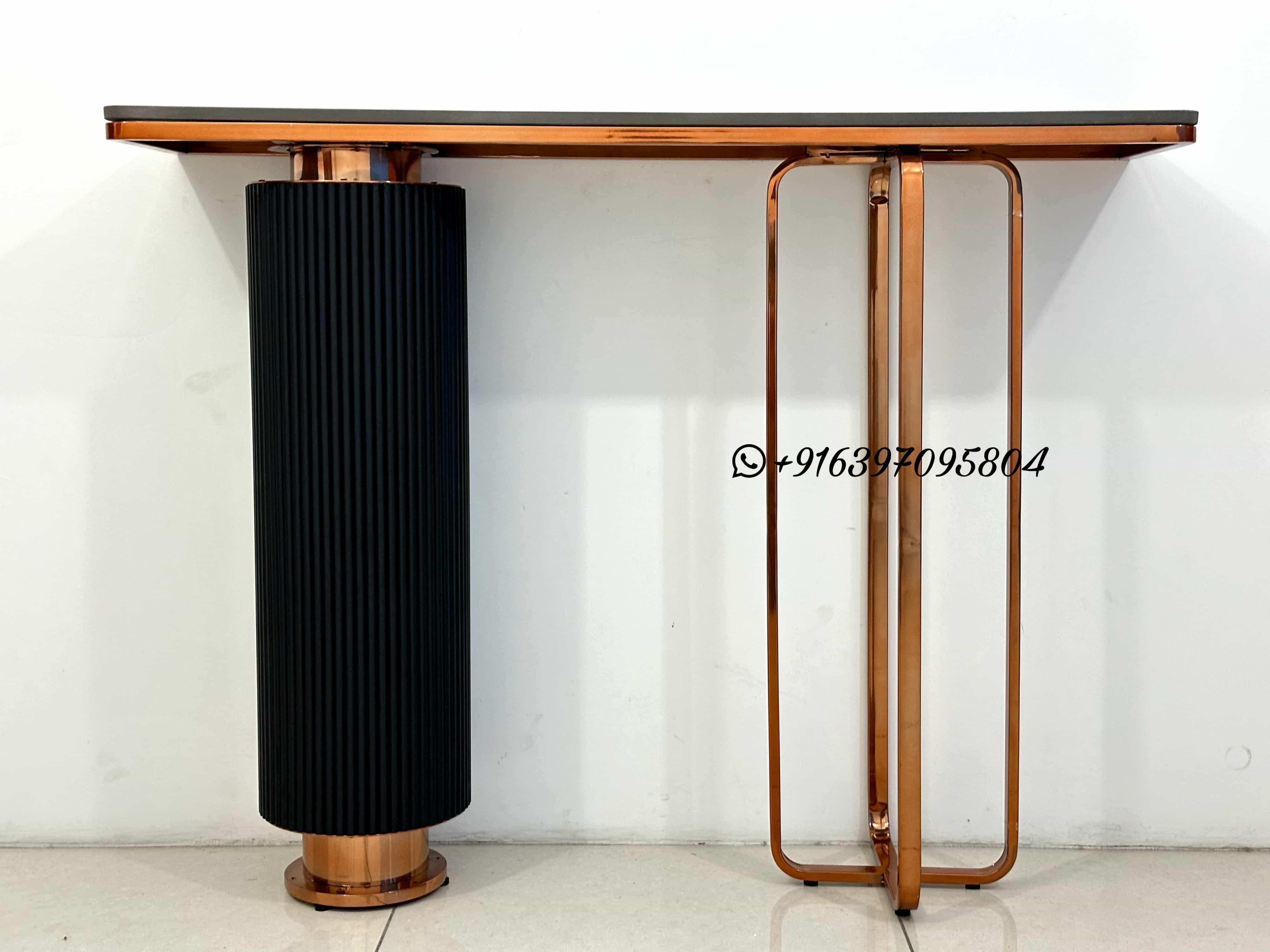 Modern Console Table - Stainless Steel, 48x12x36 Inch, Gold Finish | No Assembly Required, Elegant Design For Living Room Display
