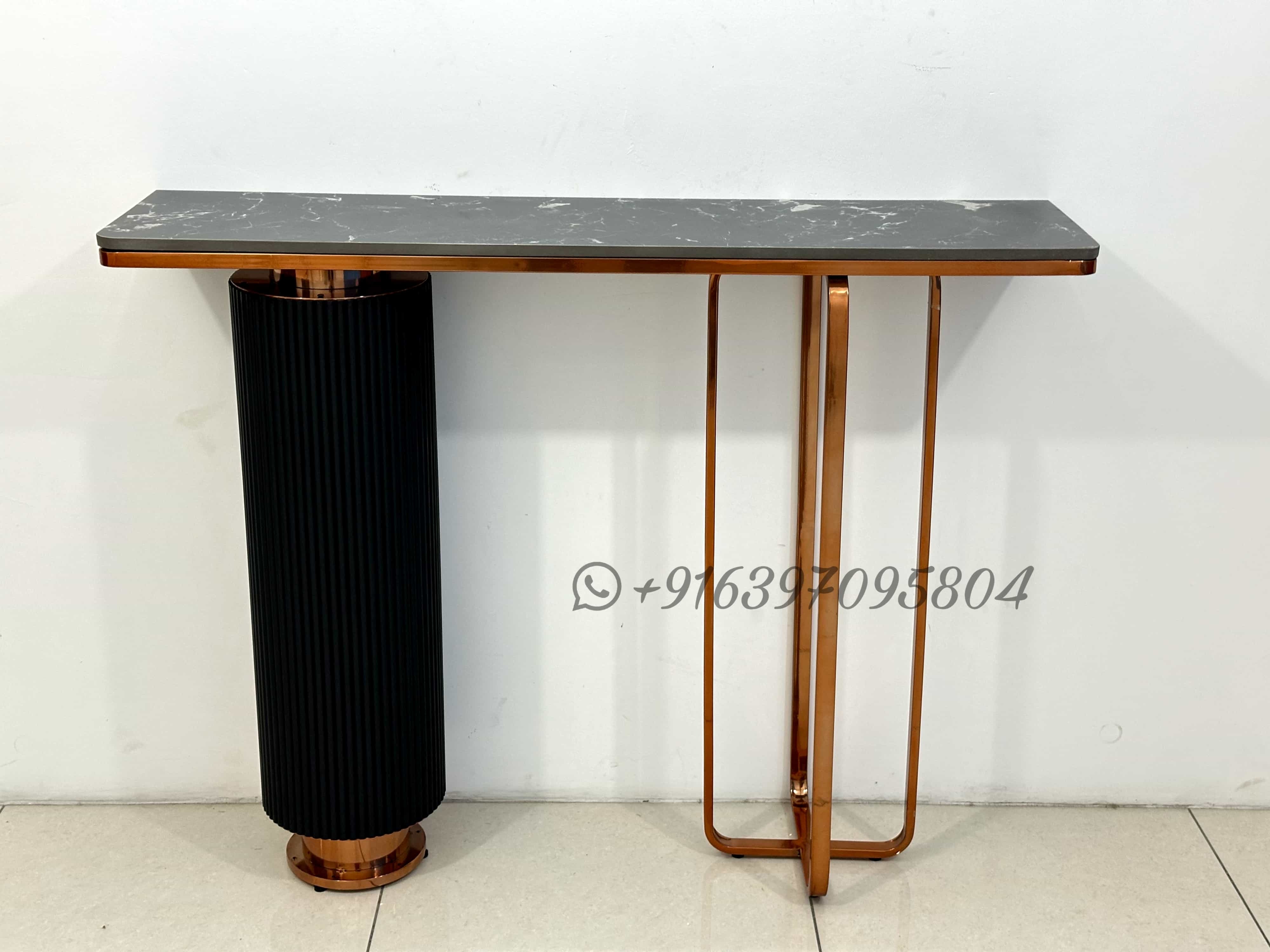 Modern Console Table - Stainless Steel, 48x12x36 Inch, Gold Finish | No Assembly Required, Elegant Design For Living Room Display