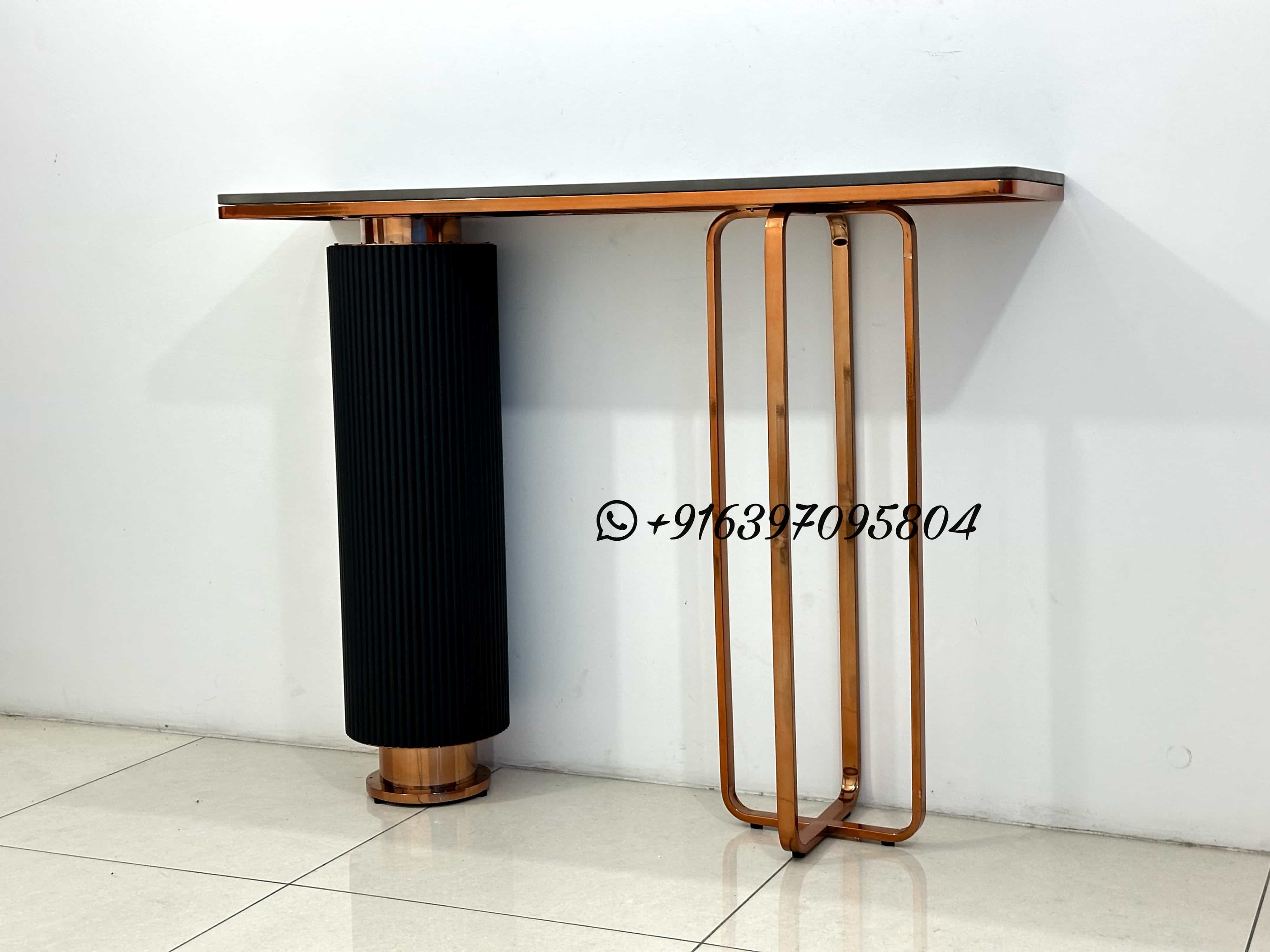 Modern Console Table - Stainless Steel, 48x12x36 Inch, Gold Finish | No Assembly Required, Elegant Design For Living Room Display