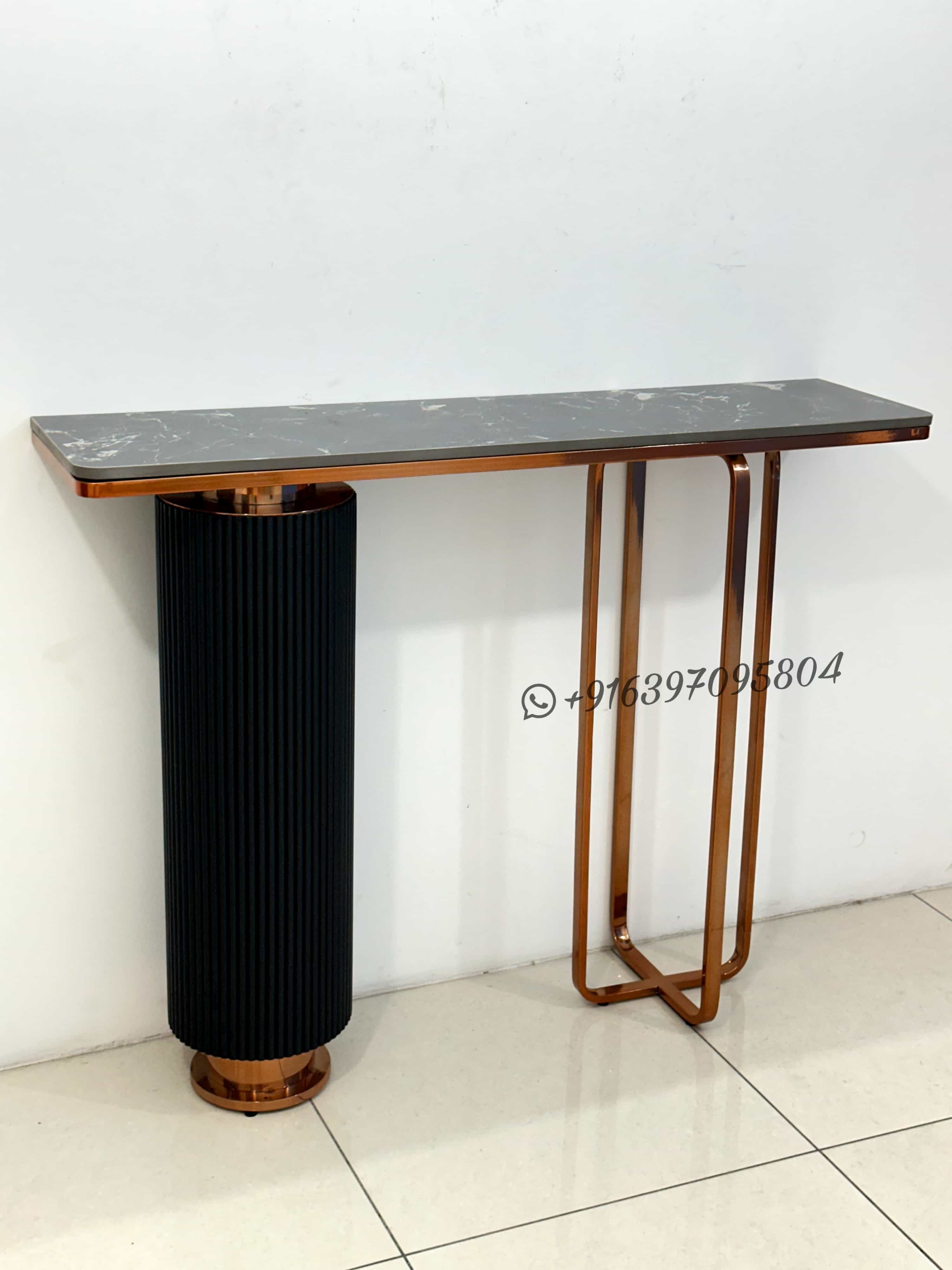 Modern Console Table - Stainless Steel, 48x12x36 Inch, Gold Finish | No Assembly Required, Elegant Design For Living Room Display