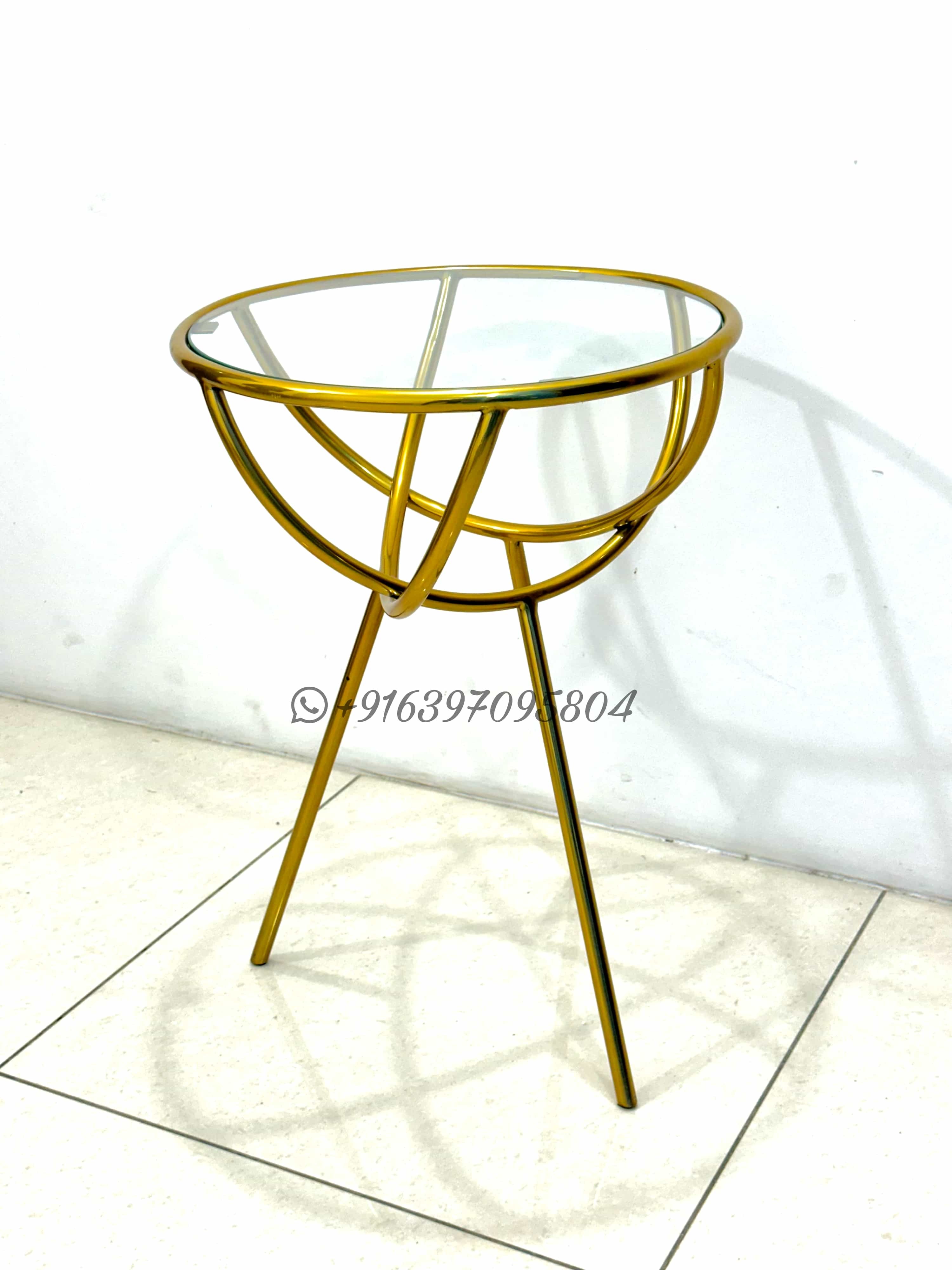 Serenity Coffee Table - Stainless Steel & Glass Top 18x18x24 Inch Gold Color | Modern Design No Assembly Required Easy To Clean With Dry Cloth