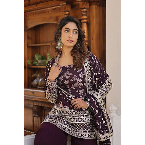 Embroidered Palazzo Suit