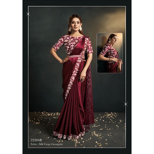 Ladies Velvet Saree