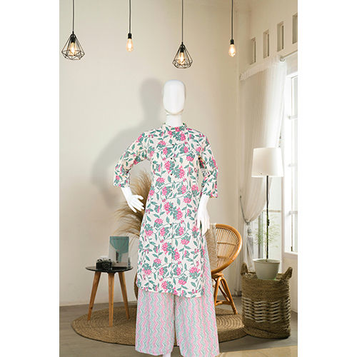 Ladies Cotton Kurti Pant With Printed Design - Color: Multicolor