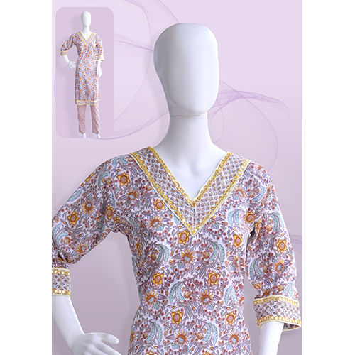 Ladies 100% Cotton Salwar Suit Material Printed And Embroidered - Color: Multicolor