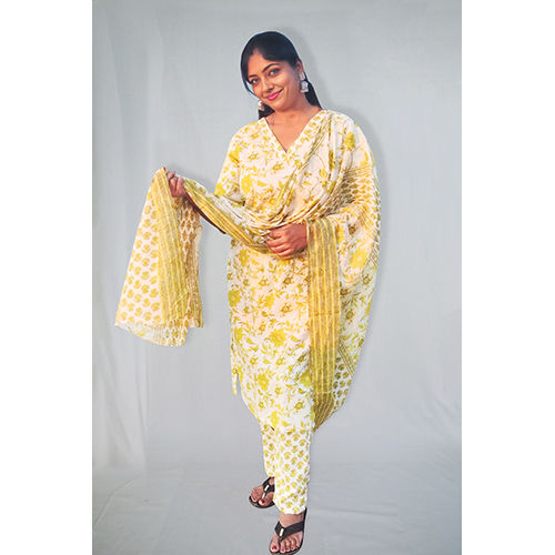 Ladies 100% Cotton Suit Pant With Dupatta - Color: Multicolor