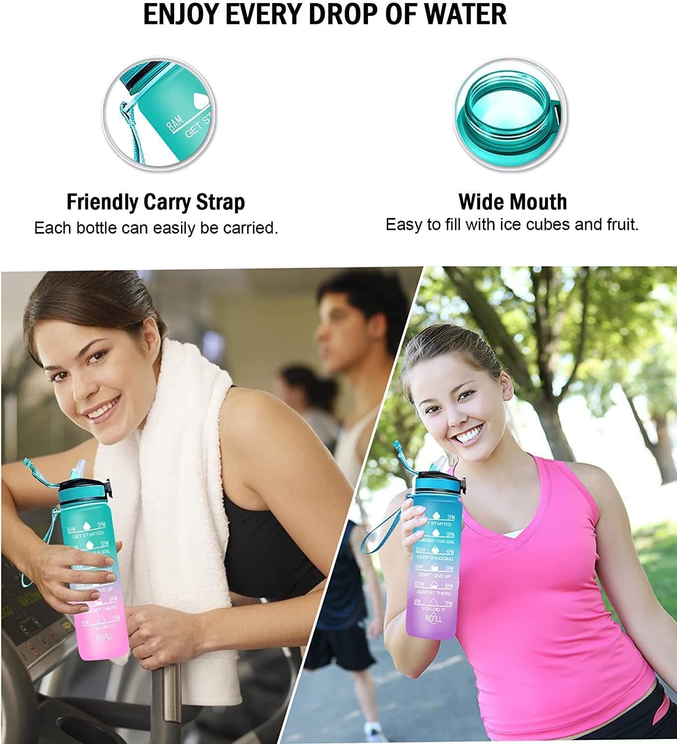 MOTIVATIONAL TIME MARKER WATER BOTTLE