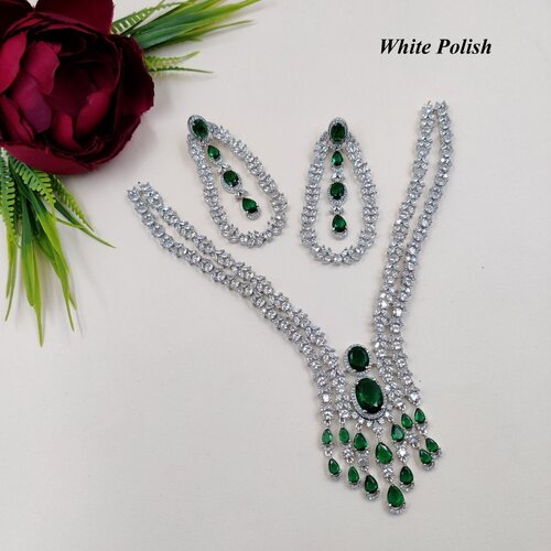 Dazzling Combination Of GlassStone  American Diamond Necklace