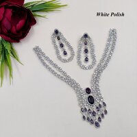 Dazzling Combination Of GlassStone  American Diamond Necklace