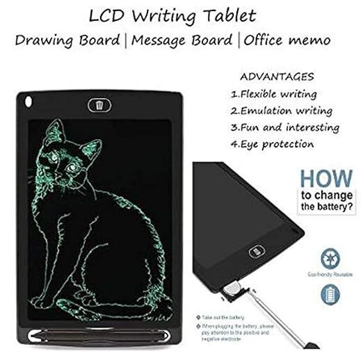 Led Writing Pad - Plastic 18x12x1 Cm | Multi-purpose Lcd Drawing Tablet For Kids And Adults One-click Clear Eye Protection Smart Lock Function