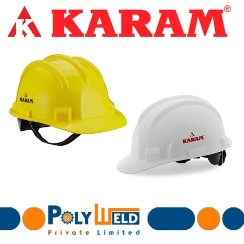 Karam Pn521 Safety Helmet - High-Quality Plastic, Waterproof, Unisex Colors: Yellow & White | Durable, Disposable Design with Warranty