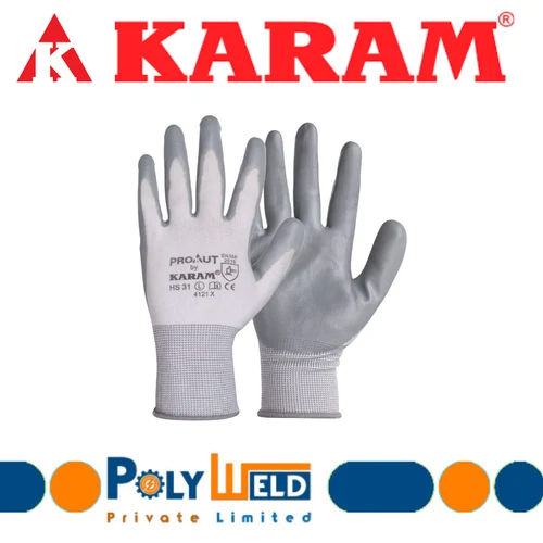 Karam Hs31 Nitrile Coating Hand Gloves - Color: Grey