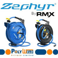 Zephyr Heavy-duty Water Hose Reel - 15 Meter Length, Blue Metal Body | Auto-retractable Mechanism, 12-point Ratchet, 8-mode Spray Gun Included