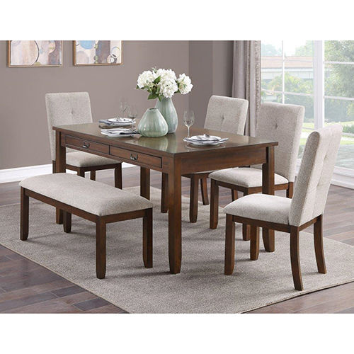 6 Pcs Wooden Dining Set - Cover Material: Fabric