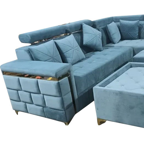 8 Seater Blue Wooden Sofa Set - Application: For Sitting