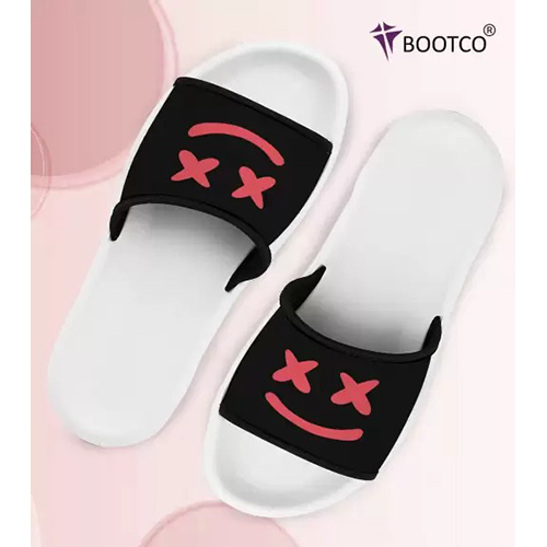 Ladies Black White Mass Malo Printed  Flip Flop Slippers