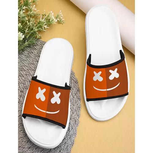 Ladies Black Orange Mass Malo Printed Printed Flip Flop