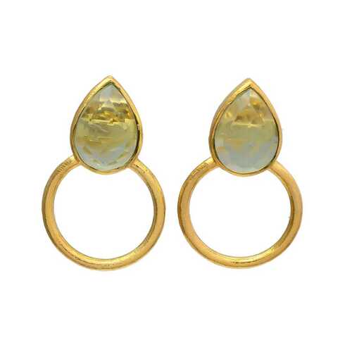 New arrival gold plated drop earrings with unique design and gemstone