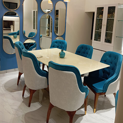 6 Seater Metal Dining with Marble Top