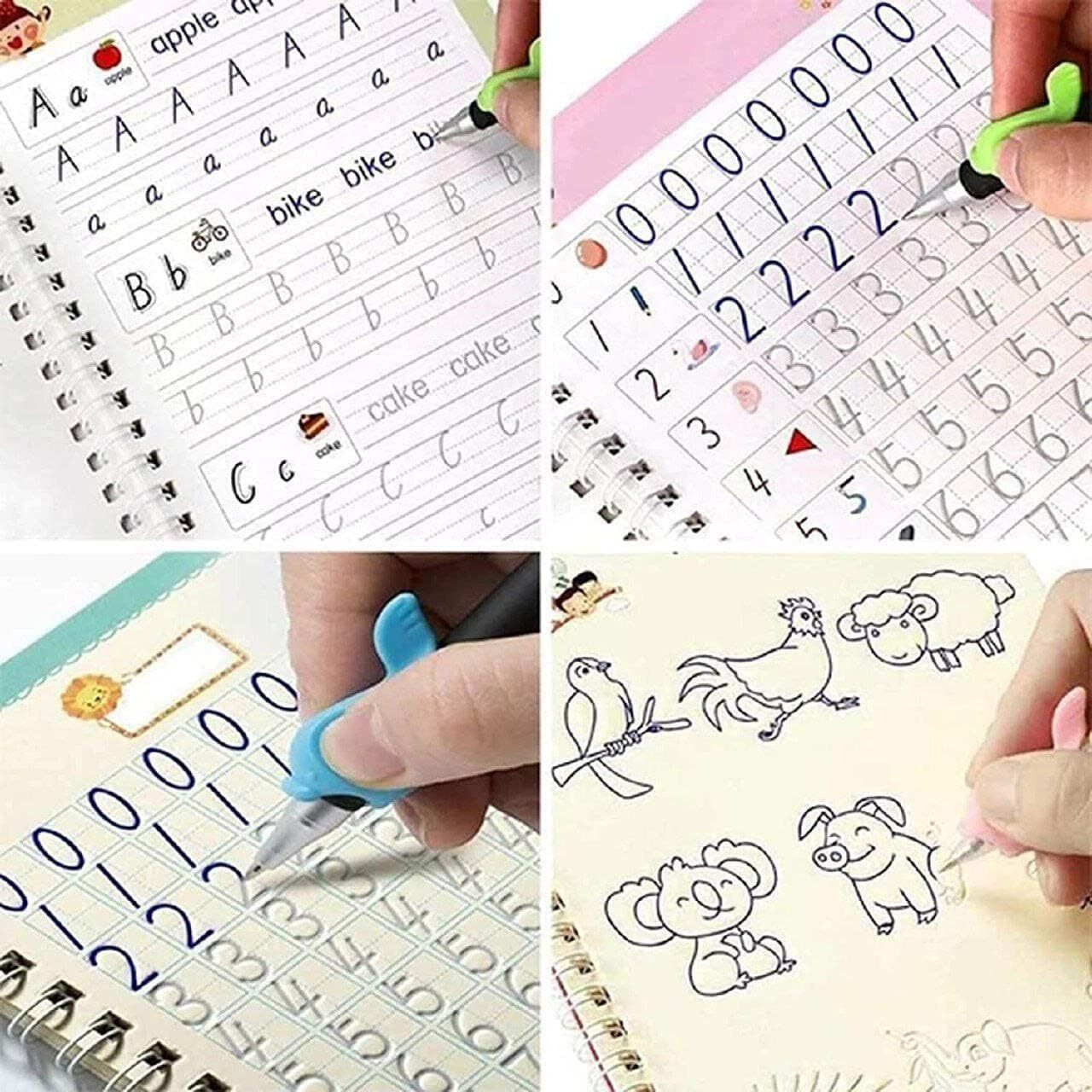 Sank Magic Book - Paper, 26x18 Cm | Handwriting Mastery Workbook Set With Math And Drawing Activities, Reusable Practice Tools For Children
