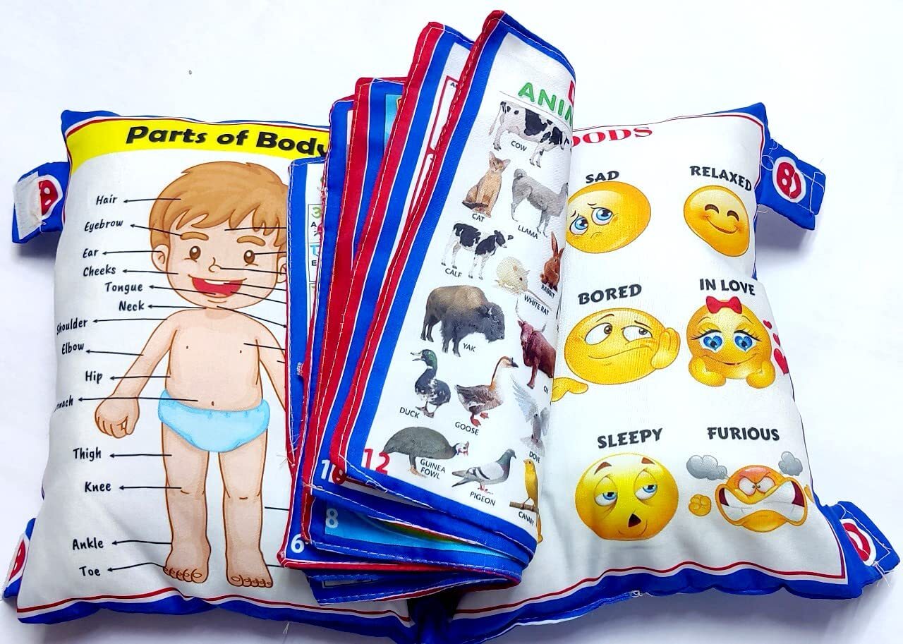 Baby Learning Pillow - 100% Cotton, 20x10 Cm | Personalized Alphabet & Number Learning, Washable, Durable, Fun Educational Cushion For Kids
