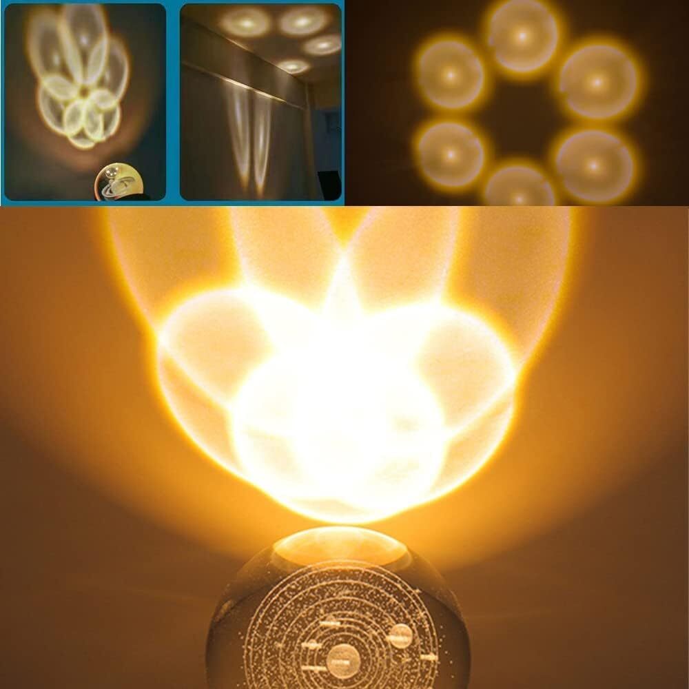 Crystal Ball Night Light - 15x10x5 Cm, Clear Crystal With Wooden Base - 3d Laser Engraved Milky Way Galaxy Design, Touch Switch Led Lamp For Home Decor & Creative Gifts