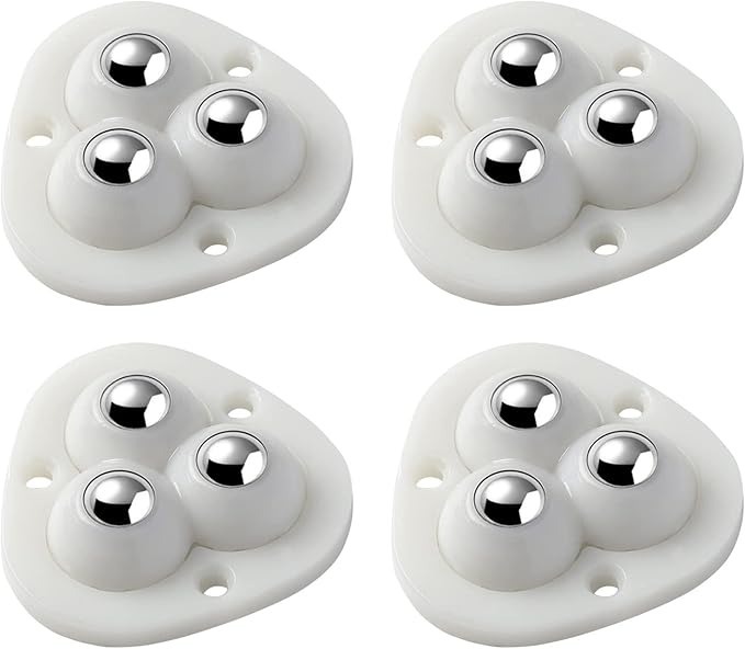 Mitsico Self Adhesive Pulley Small Slide Wheels Boxes - Multi Cavity, White | Rounded Edges, 360â° Swivel Universal Wheel, Wear-resistant Rollers