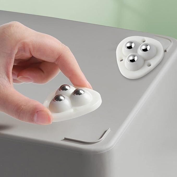 Mitsico Self Adhesive Pulley Small Slide Wheels Boxes - Multi Cavity, White | Rounded Edges, 360â° Swivel Universal Wheel, Wear-resistant Rollers