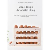 Mitsico 4 Tiers Egg Holder for Fridge - Auto Rolling Fridge Egg Organizer, Space-Saving Egg Dispenser Holder