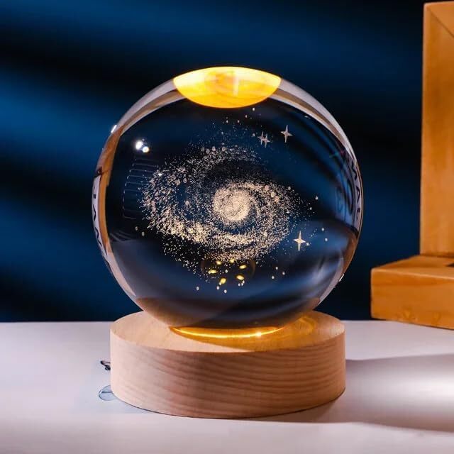 3d Galaxy Design Night Lamp - 10x10x10 Cm K9 Crystal | Exquisite 3d Laser Engraving, Dimmable Usb Cord, Colorful Led Base, Perfect For Kids & Astronomy Lovers