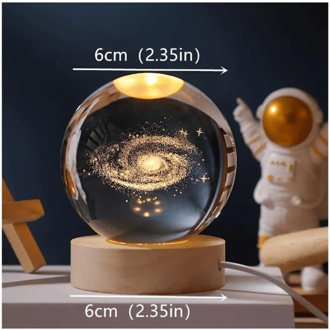 3d Galaxy Design Night Lamp - 10x10x10 Cm K9 Crystal | Exquisite 3d Laser Engraving, Dimmable Usb Cord, Colorful Led Base, Perfect For Kids & Astronomy Lovers
