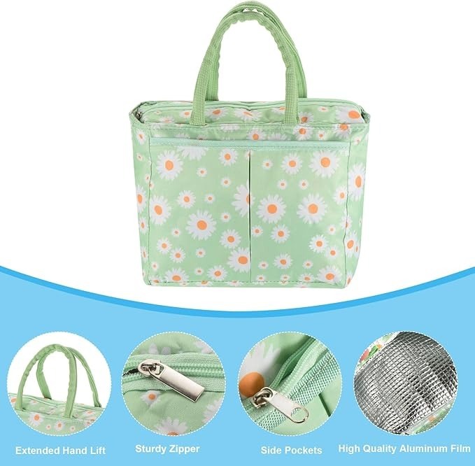 Mitsico Lunch Bag for Women/Men, Insulated Lunch Bag Leakproof Pocket Tote Bag Reusable Lunch Container for Work Picnic Outdoor