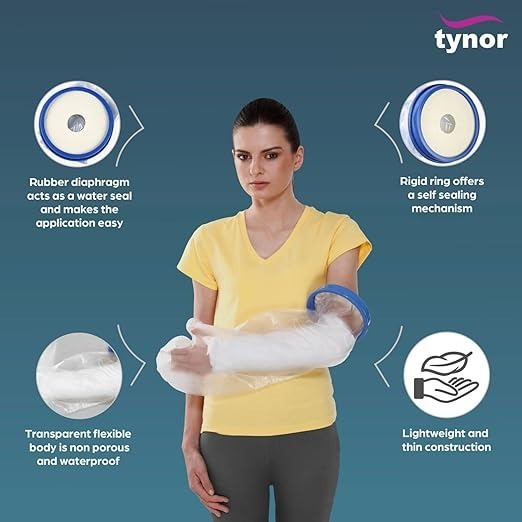 Mitsico Arm Cast Cover Protection To Cast From Moisture - Plastic Material, Free Size, White (Transparent) Color | Easy Pull-on, Lightweight, Durable Design, Self-sealing Mechanism
