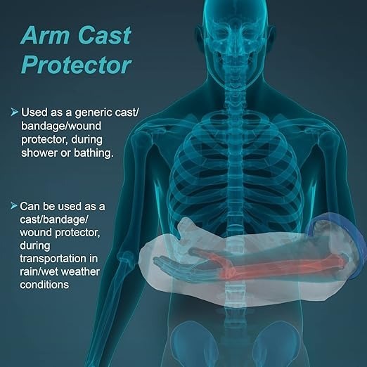 Mitsico Arm Cast Cover Protection To Cast From Moisture - Plastic Material, Free Size, White (Transparent) Color | Easy Pull-on, Lightweight, Durable Design, Self-sealing Mechanism