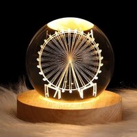 Crystal Ball Lamp - Crystal, 9x7x7 Cm | Adjustable Brightness, Portable Mystical Illumination, Energy-efficient Led, Captivating Design