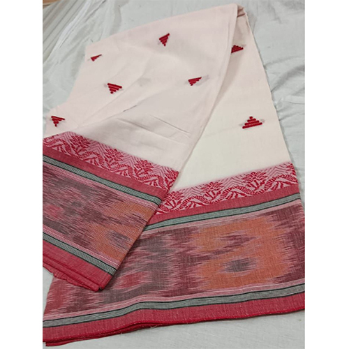 White Color Pure Khadi Handloom Cotton Saree