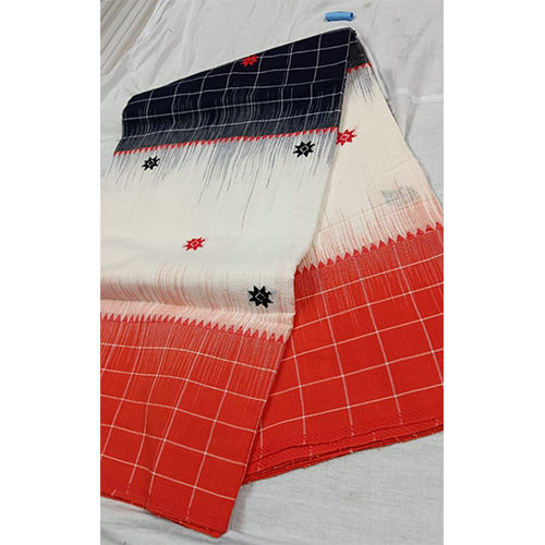 Red Black And White Color Pure Khadi Handloom Cotton Saree - Occasion: Casual