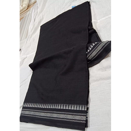 Black Color Pure Khadi Handloom Cotton Saree - Occasion: Casual