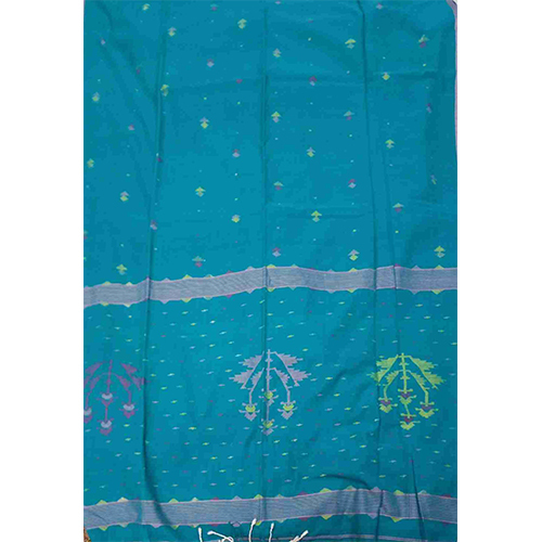 Dark Indigo Handloom Cotton Saree - Fabric Type: Khadi
