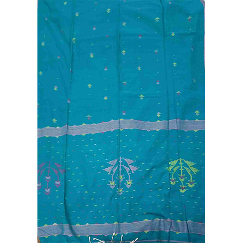 Dark Indigo Handloom Cotton Saree - Fabric Type: Khadi