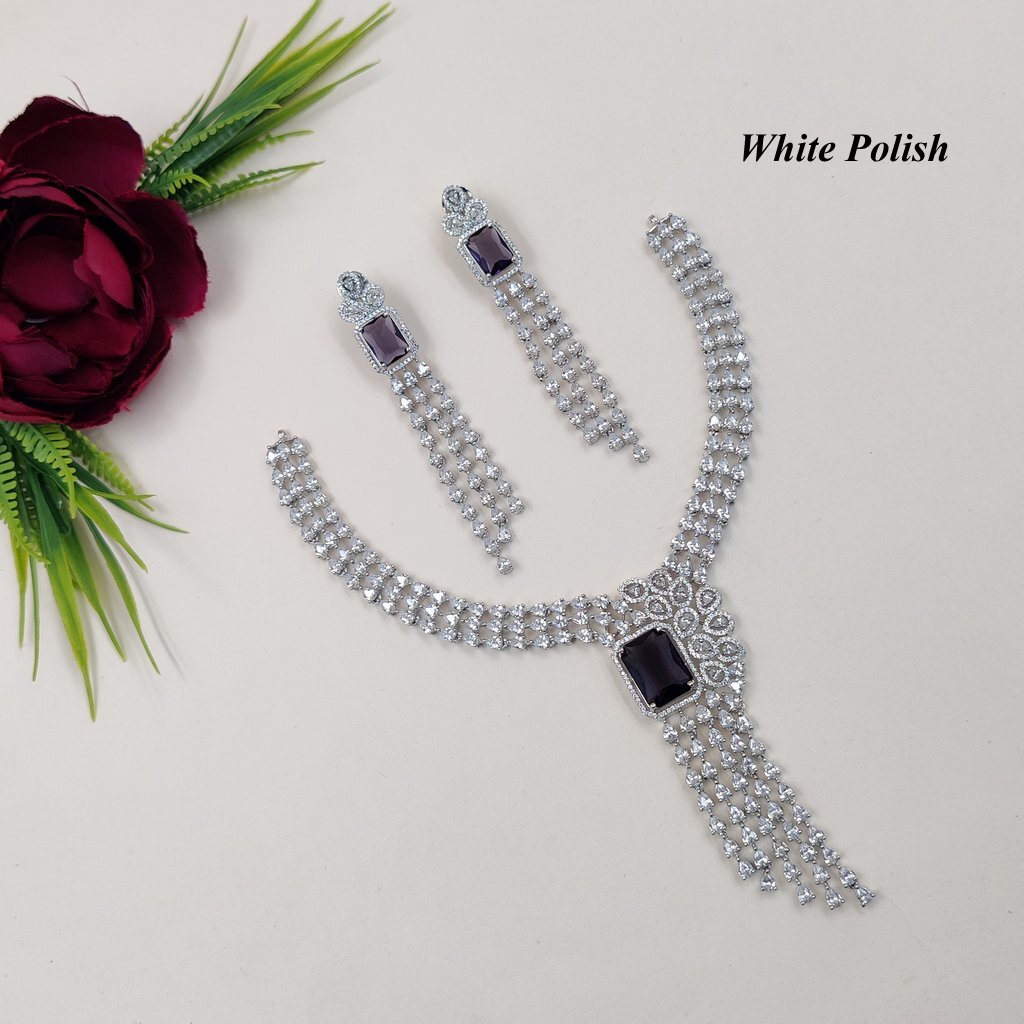 American Diamond Necklace Cold & Classy Look