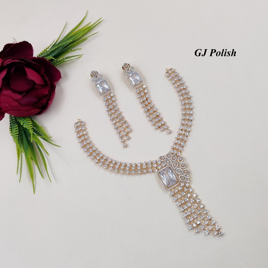 American Diamond Necklace Cold & Classy Look