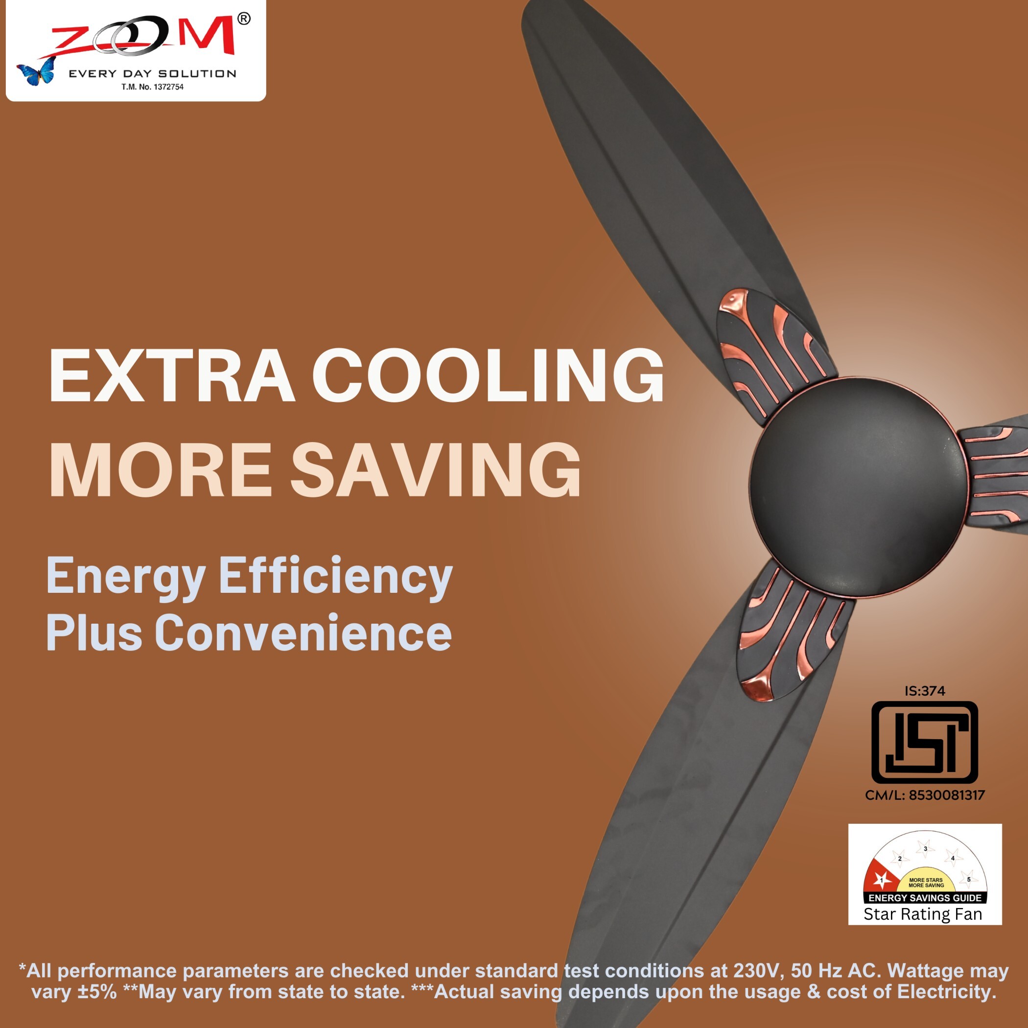 High-speed Ceiling Fan - Metal, 48-inch Diameter, Matte Black | 3 Blades, Indoor & Outdoor Use, Manual Speed Control, 50 Watt Power