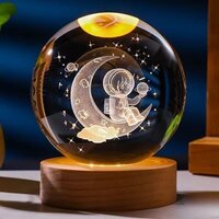 3d Astronaut Night Lamp - 60mm K9 Crystal | Removable Night Light, Dimmable Usb With Colorful Base, Exquisite 3d Laser Engraving
