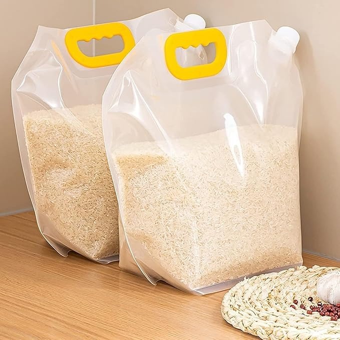 Mitsico Resealable Kitchen Storage Bag Grains Rice Moisture Proof Sealed Bag, Grain Storage Bags Smell Proof Bags, Stand Up Pouch Bags with Portable Handle