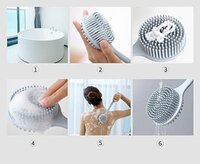 Mitsico Soft Silicone Back Scrubber Shower Bath Body Brush with Long Handle, BPA-Free, Hypoallergenic, Eco-Friendly (Multicolor)