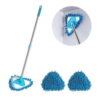 Mitsico Flexible Lazy Triangle Cleaning Mop - Microfiber, Free Size, Multicolor | Upgraded Metal Handle, Super Absorption, Machine Washable Mop Pads