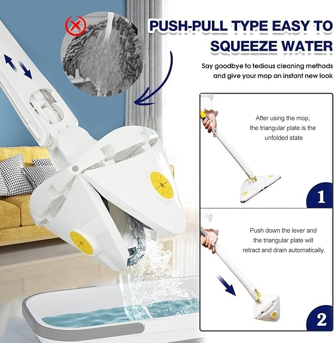 Mitsico 360 Degree Rotatable Triangle Mop With Adjustable Stainless